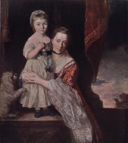 Georgina, Countess of Spencer, with her daughter, by Reynolds