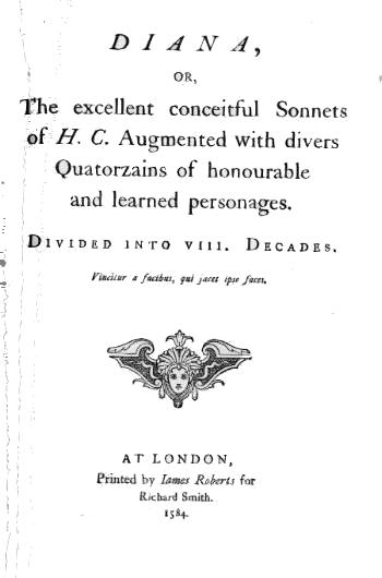 Title page of 	Diana by Henry Constable and others.
