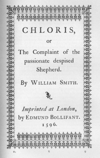 Title page of  Chloris, by William Smith.