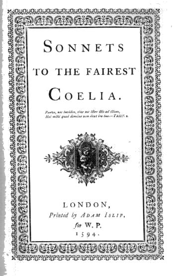 Title page of Sonnets to Coelia by William Percy