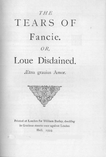 Title page of The Tears of Fancy by Thomas Watson