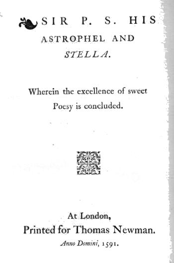 Title page of Sir Philip Sidney's Astrophel and Stella